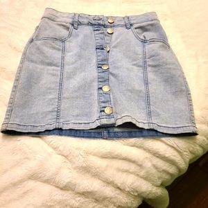 Button down Jean high waist mini skirt